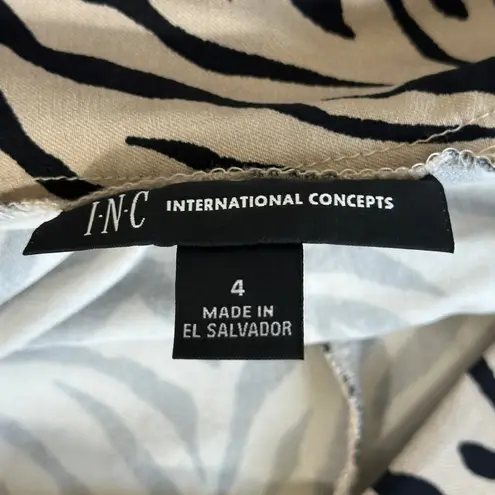 INC Shorts Womens 4 Tan Black Zebra Print High Rise Safari Lightweight Boho