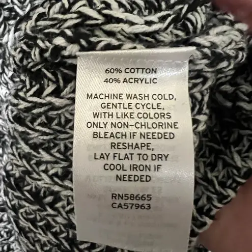 Caslon Womens Sweater Large Black & White Marled Knit Mock Neck Cozy Pullover