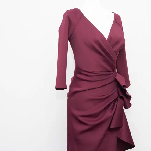 XScape | Long Sleeve Scuba Ruched Gown
