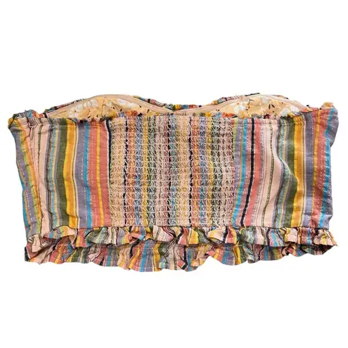 Pilcro Women’s Size M Rainbow Smocked Top Festival Going Out Strapless