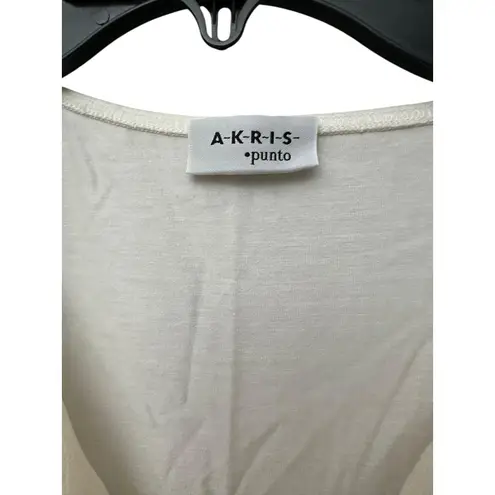 Akris Punto Silk Blend Sleeveless Top Size 6 White Knit V neck Stretch #AAmbe