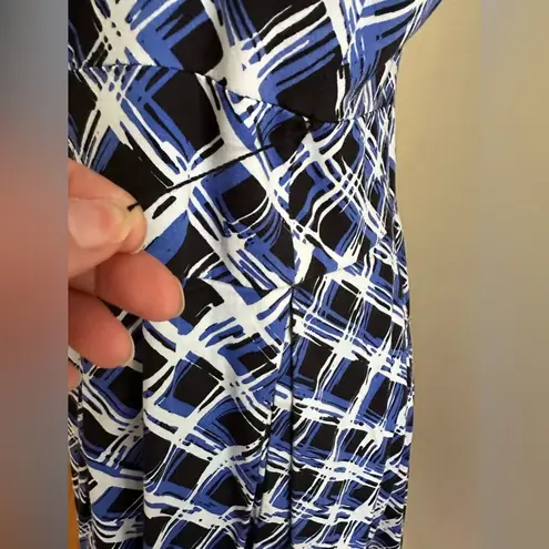 East 5th Street Black White Blue 3D Squares Dress SZ 16 pleated top and bottom