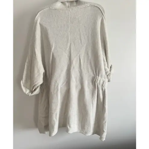 Brochu Walker XS Cotton Cashmere Open Front Cardigan Sweater Roll Tab Sleeve