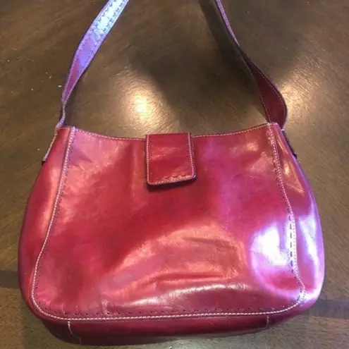 Fossil  Brand Deep Red Burgundy Classic Shoulder Bag Purse Handbag thumbnail 1
