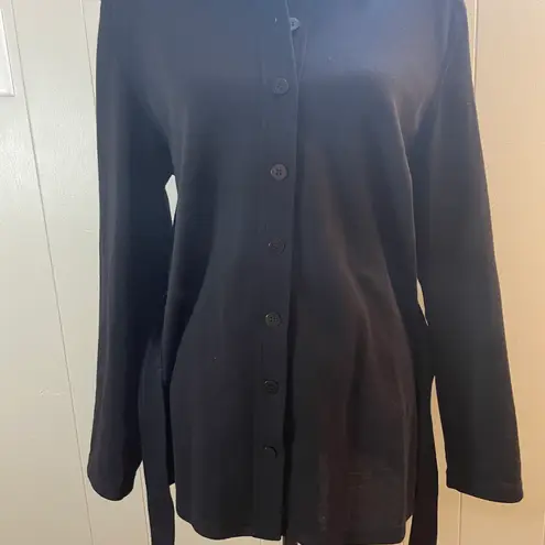 Talbots Thin Wool Button Front Tied Top.