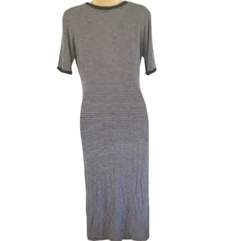 Popular 21 NWOT Women Black White Striped Stretch Bodycon Midi Dress Size Large