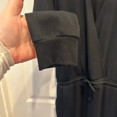 Beyond Yoga Black Overlapping Long Sleeve Fleece Jumpsuit Large