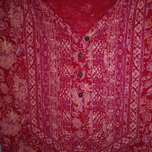 Lucky Brand  S Red White Tattoo Design Top