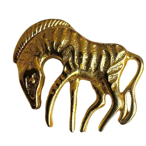 Vintage Modernist Zebra Brooch β Gold