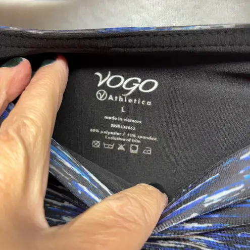 VOGO Athletica Women's Blue Abstract Print Lattice 28" Leggings Size L Size L