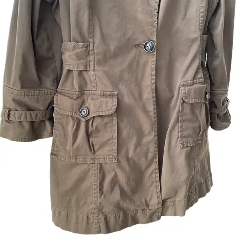 Live a Little π€ Cotton Stretch, Unlined Trench Coat/Jacket, Brown, Plus-Size 2X