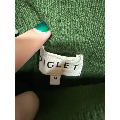 Piglet 100% Merino Wool Knit Lounge Pants Green Drawstring Size Medium wide leg