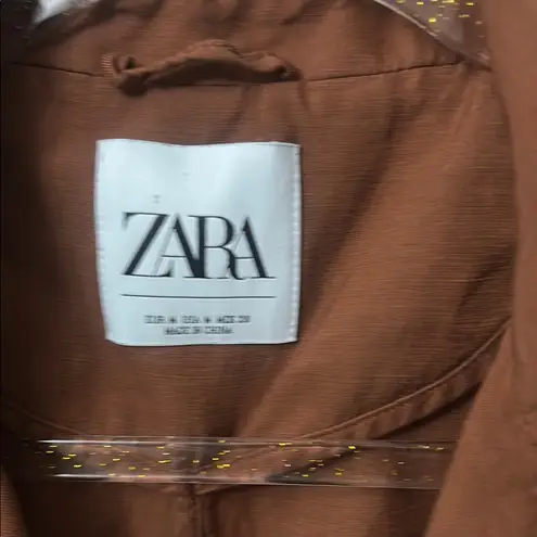 ZARA  Women's Brown Double-Breasted Coat