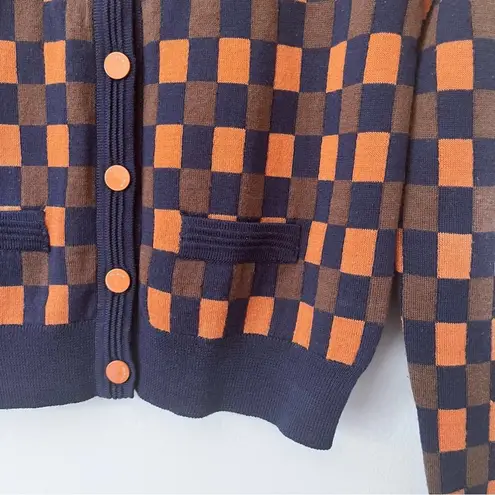 Morine Compte Marant checkered wool blend cardigan sweater size Small