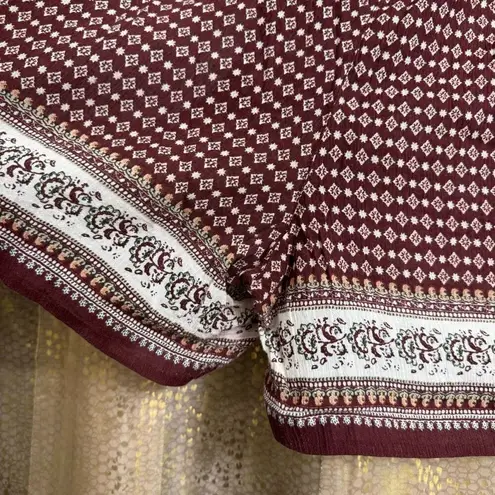 Garnet Hill Maroon Printed Tie Waist Gauze Cotton Shorts Size 12