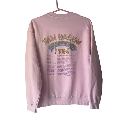 Van Halen Vintage 80s Medium Pink World Tour Band Single Stitch Crew Sweater