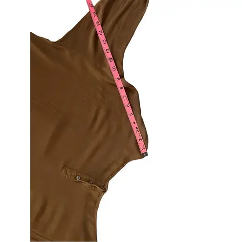 Chestnut brown woven lagenlook quarter sleeve tunic relaxed fit women's medium