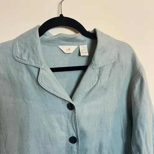J.Jill  Jacket Topper Button Front Shirt 100% Linen Flax Seafoam Green Small