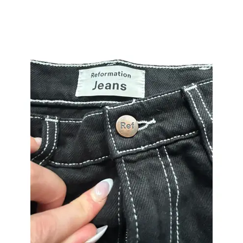 Reformation  Cowboy High Rise
Straight Jean Black Contrast Stitching Size 24