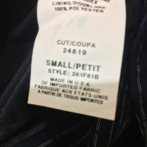 ABS Allen Schwartz Allen B. Schwartz ABS women's small petite navy pinstripe buttoned blazer jacket