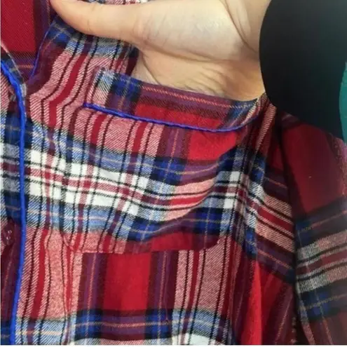 Soft Surroundings , red and blue plaid button up pajama top cotton blend - Image 3