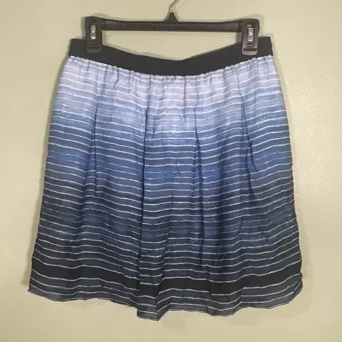 Vince . Silk Pleated‎ Striped Ombre Blue Mini Skirt Small NWT