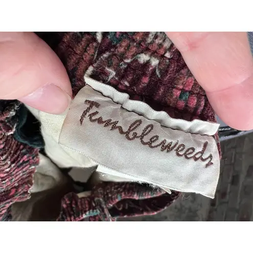 skirt velour paisley Aline maroon wine pink Red Size L