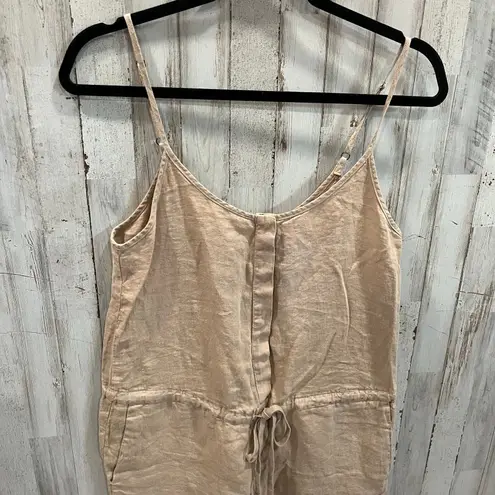 Enza Costa Revolve Tan 100% French Linen Minimalist Jumpsuit Womens Size Small