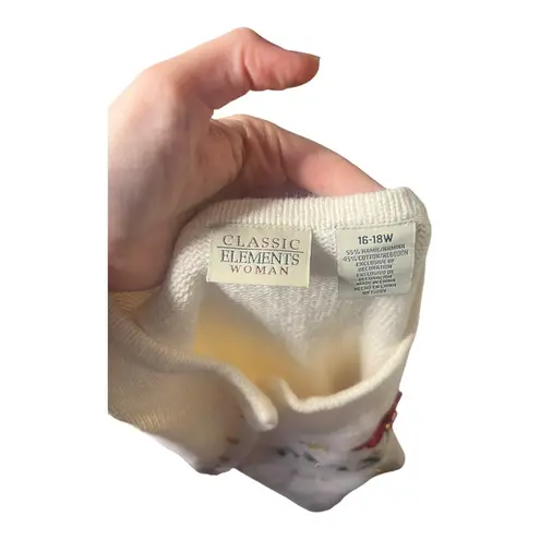 Classic Elements Vtg Poinsettia Christmas Sweater 16-18W Holiday