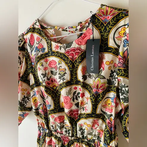 Christian LaCroix NWT floral lace up back mini dress size/M
