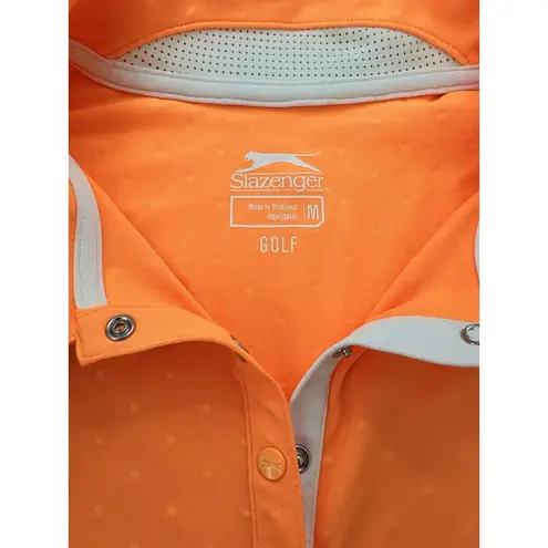 Slazenger Golf Polo Shirt Sleeveless Collared Top Women M Atomic Orange Neon NEW