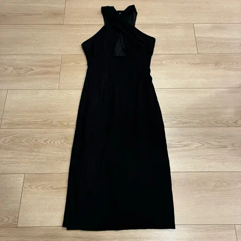 Mara Hoffman  Viscose Black Criss Cross Keyhole Halter Midi Sheath Dress Size M