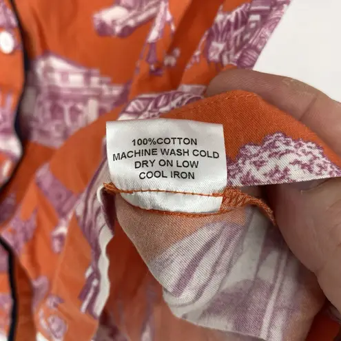 Katie Kime Toile New York Pajama Top Orange Women's Size XS