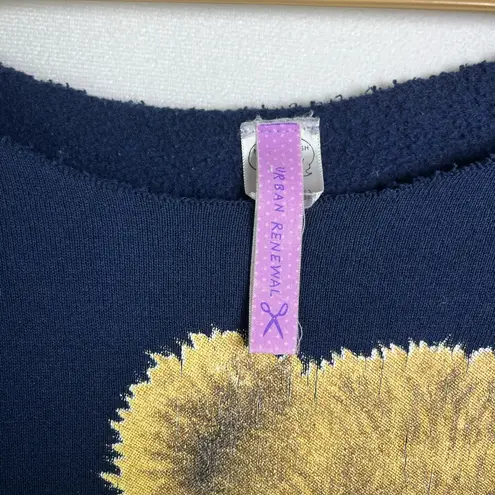 Urban Renewal Women’s Teddy Bear Graphic Sweatshirt Navy Blue Crewneck Size L