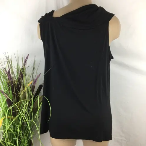 August Silk Black Asymmetrical Neck Sleeveless Top By XL
