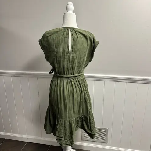 XiRENA Maren Cotton Chelsea Gauze Short Sleeve Mini Dress Green Small S