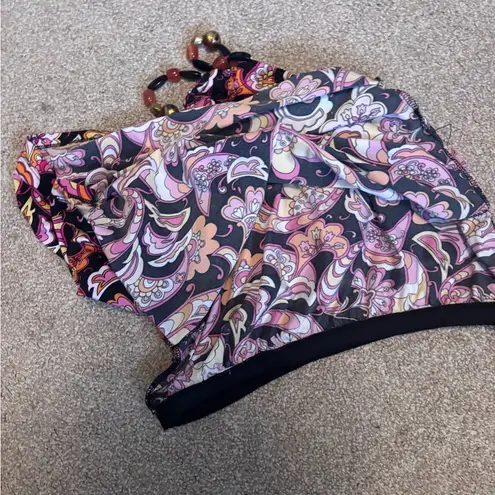 INC International Concepts Multicolor Pink Orange High Neck Beaded Halter Top Size XL