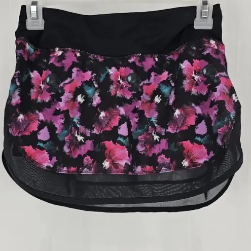 Lululemon  Mini Midnight Bloom Black Deep Fuschia Print Hotty Hot II Mesh Skirt 2