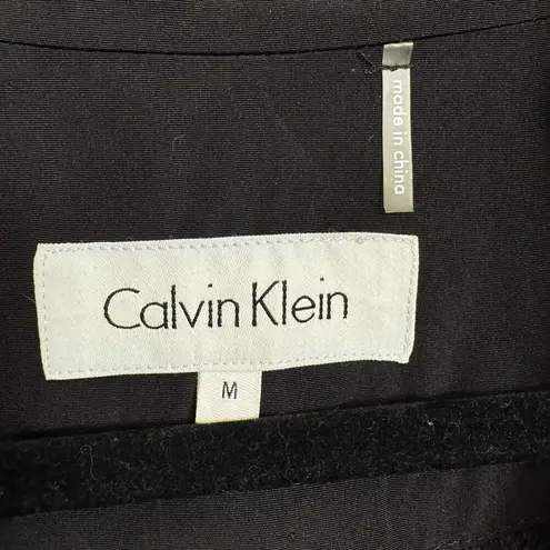 Calvin Klein  Womens Black Hooded Waterproof Rain Trench Jacket Med NWT