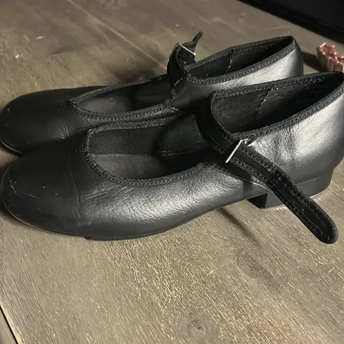 Capezio  Black Tele Tone Tap Shoes with Strap and Rounded Toe