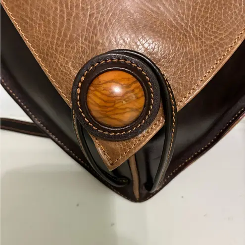 Brown and Tan Triangular Leather Bag Very Unique