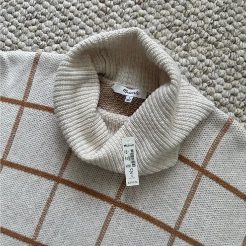 Madewell NWT  Cream and Brown Check Pattern Turtleneck Sweater Size S thumbnail 4