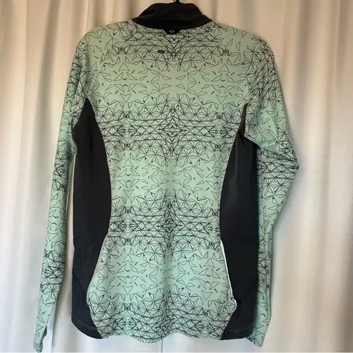 Sugoi Women’s Large Cycling Fleece Top Long Sleeve Aqua Midzero 1/4 Zip EUC Green