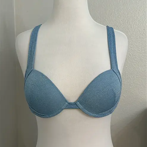 Triangl Swimwear Blue Shimmer Bikini Top Size Large