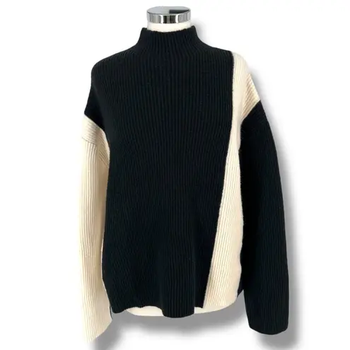 Commense Miss Paris Black White Colorblock Ribbed Knit Sweater Size Small
