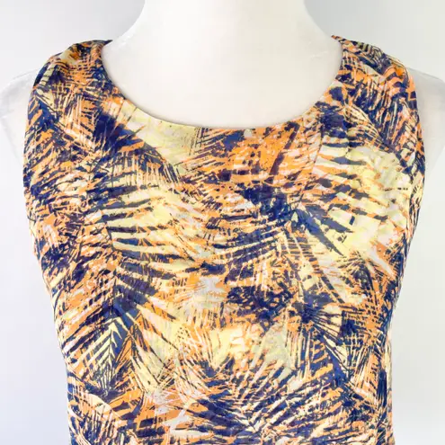 Lumière New Palm Print Layered Tank Top Blue Orange