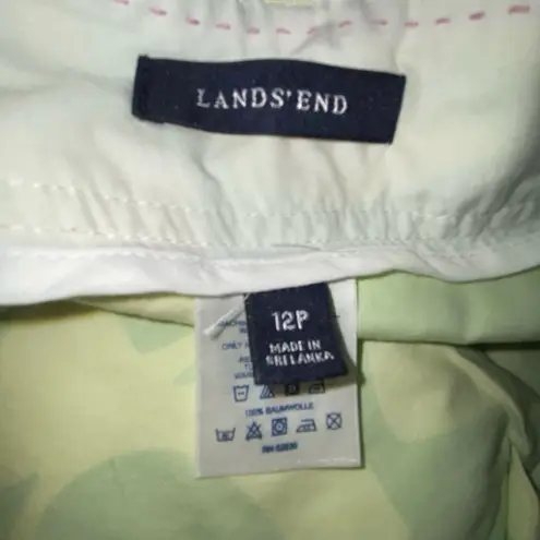 Lands’ End Women’s 12P Green Floral Cotton Skort Golf Tennis Walking Twill skirt