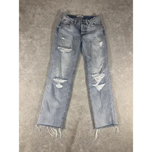 Pistola Cassie Mid Rise Straight Leg Jeans 24 Light Wash Distressed Festival