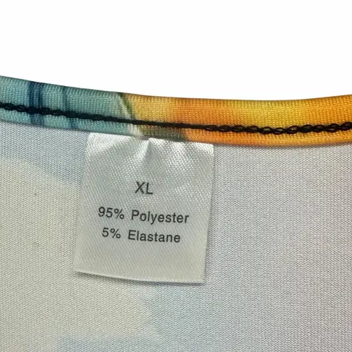 Women’s XL Floral Multicolor Dress Garden Boho Artsy Stretch Whimsy Red