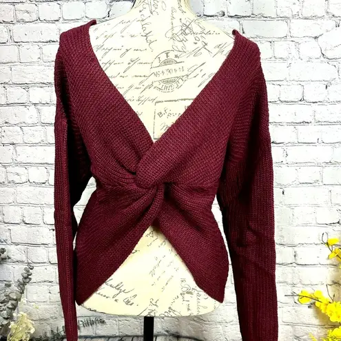 Reversible Twisted Favorite Knit Long Sleeve Fall Sweater Burgundy Size M Red Size M